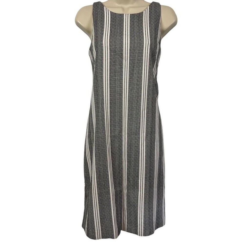 Ann Taylor Tall Womens Striped Sleeveless Mini Cotton Blend Stretch Dress sz 6 T